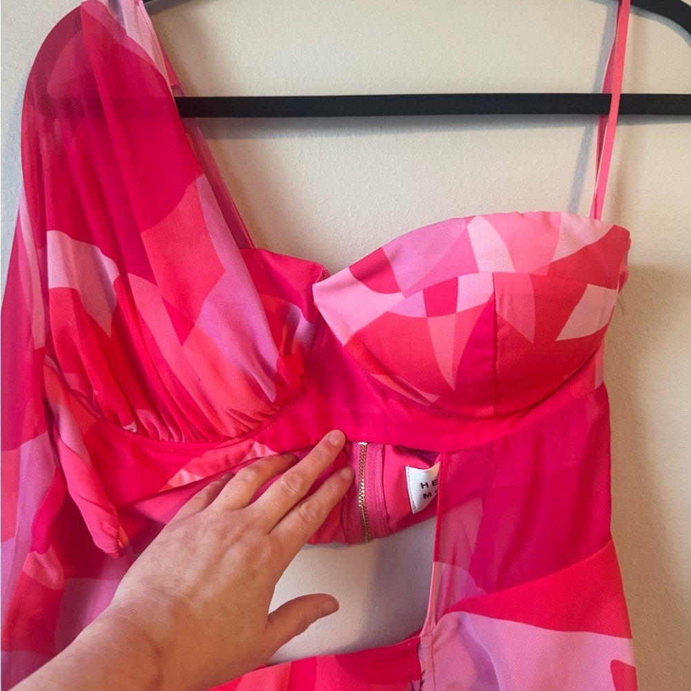 Hello Molly Pink Abstract Cutout Dress - Picture 3 of 7